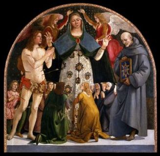 26 juin Saints Jean et Paul - Page 17 Luca_Signorelli_-_Madonna_of_Mercy_and_Saints_Sebastian_and_Bernardino_da_Siena_-_Google_Art_Project